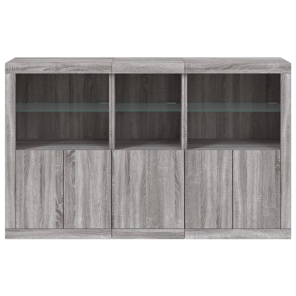 Sideboard with LED Lights Grey Sonoma 162x37x100 cm